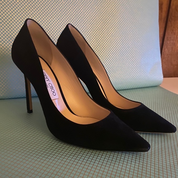 JIMMY CHOO ROMY 85 Black Suede Pumps Size 39.5 EU - Picture 1 of 5